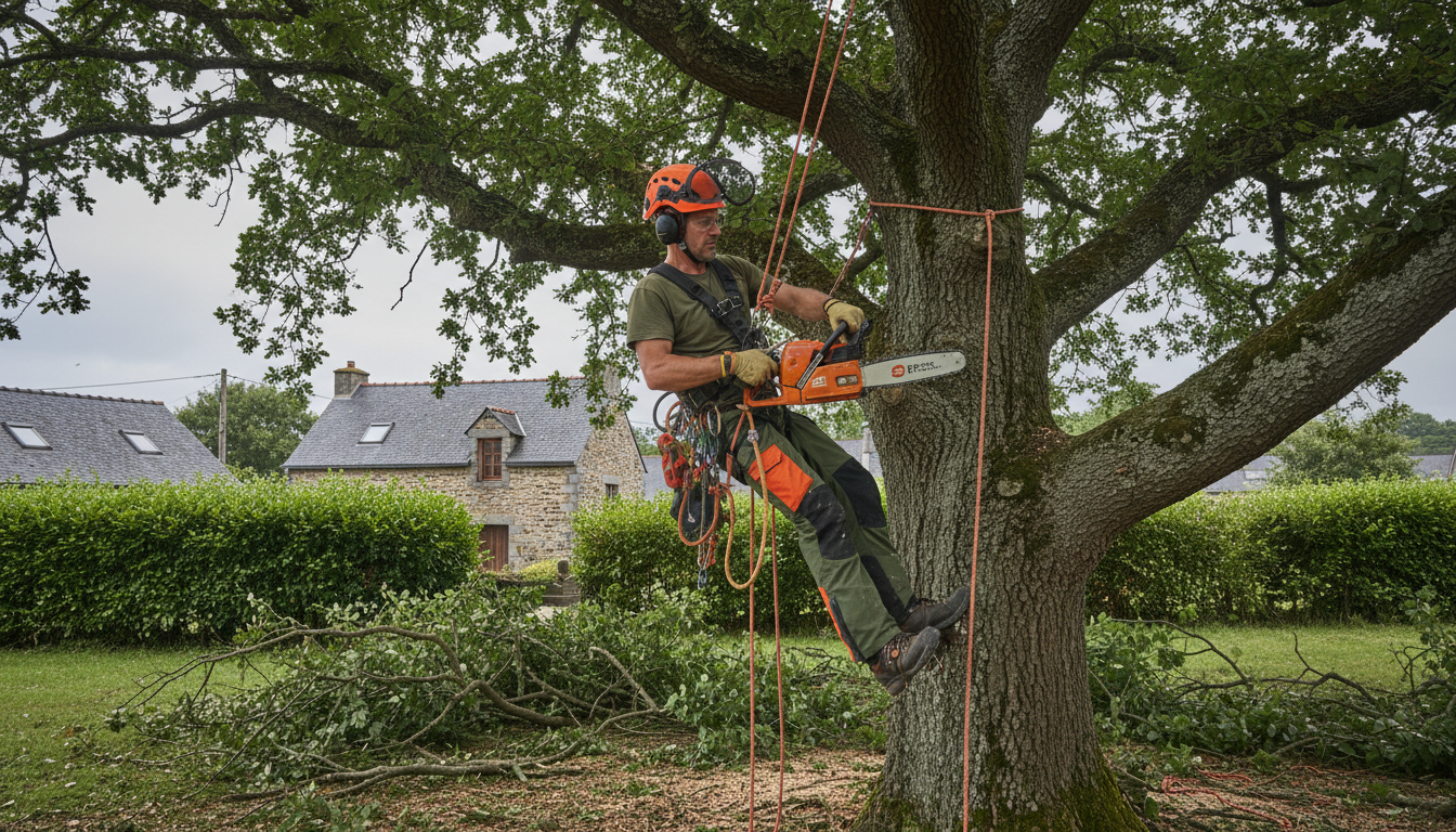 Élagage et abattage d'arbres à Quimper : arboriste grimpeur
